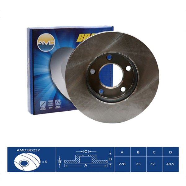 Диск тормозной перед Mazda BP4Y-33-25 AMD AMD.BD237 BK# BL# Mazda 3 CR# 5 (K000163,DF4384) D=276