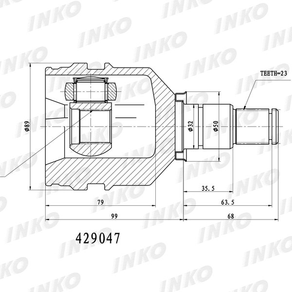 Шрус внутренний Toyota 43403-12050 Inko 429047 AE95 SV35/43 ST195-215 SXA1#, R 23X36X23 (TO-502)