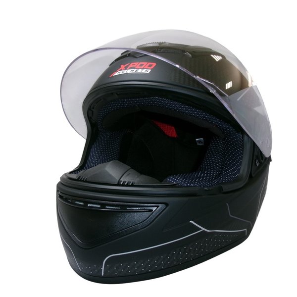 Шлем TVS RACING XPOD Blistering Black - Silver- XL