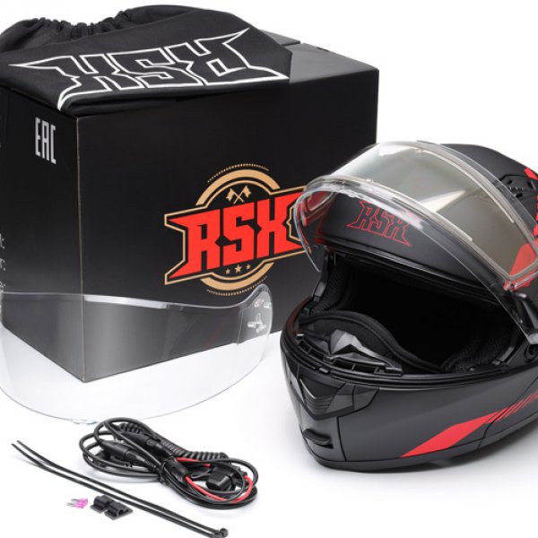 Шлем RSX Spark (HS-159) Winter черно-красный матовый S (Очки желтые)