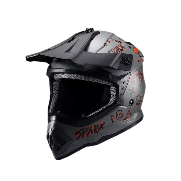 Шлем эндуро SPARX Jet Graffity (WS-905) серо-оранжевый матовый люминесцентный (55-56 см) YL