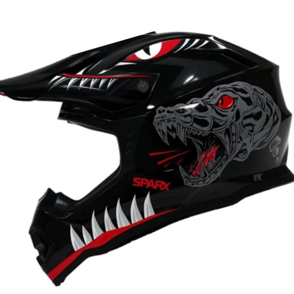 Шлем эндуро SPARX Jet Monster (WS-905) черный люминесцентный YS