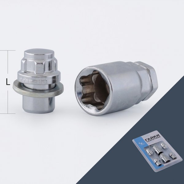 Гайка колесная 12*1.5 секретный 32мм 4+2 ключа VR 22705SP (пш)